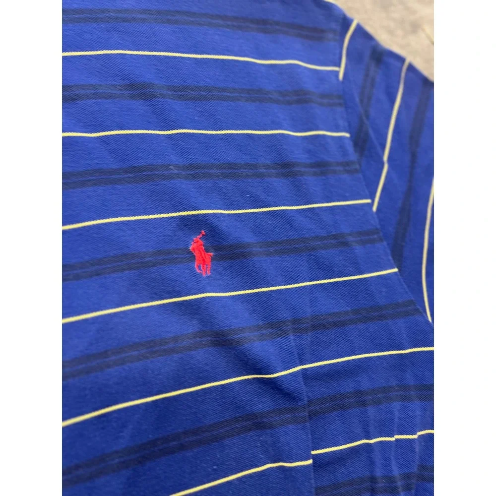 Mens Polo Ralph Lauren Big Tall Striped Short Sleeve Polo‎ Shirt 4XB Blue Yellow